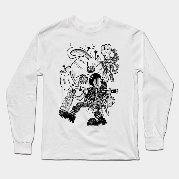 Rabid Rabbit Rampage Long Sleeve T-Shirt by fear my nerves